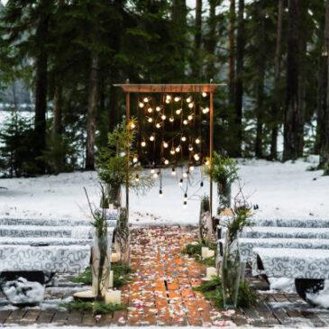 arche en bois cérémonie laïque mariage hiver