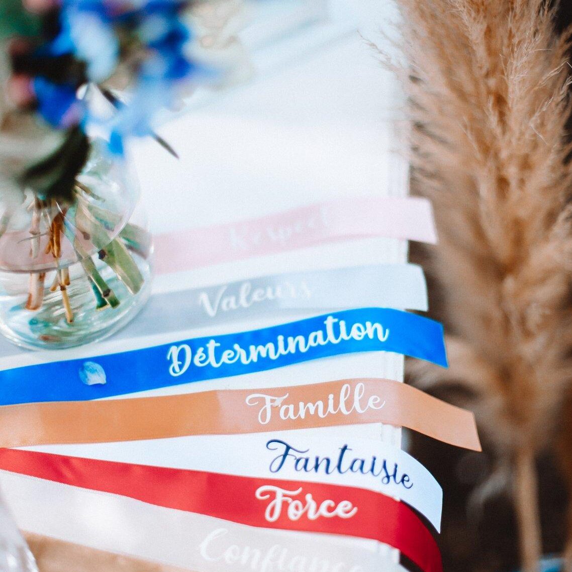 rubans personnalisés pour mariage, amour, sincérité, longévité...